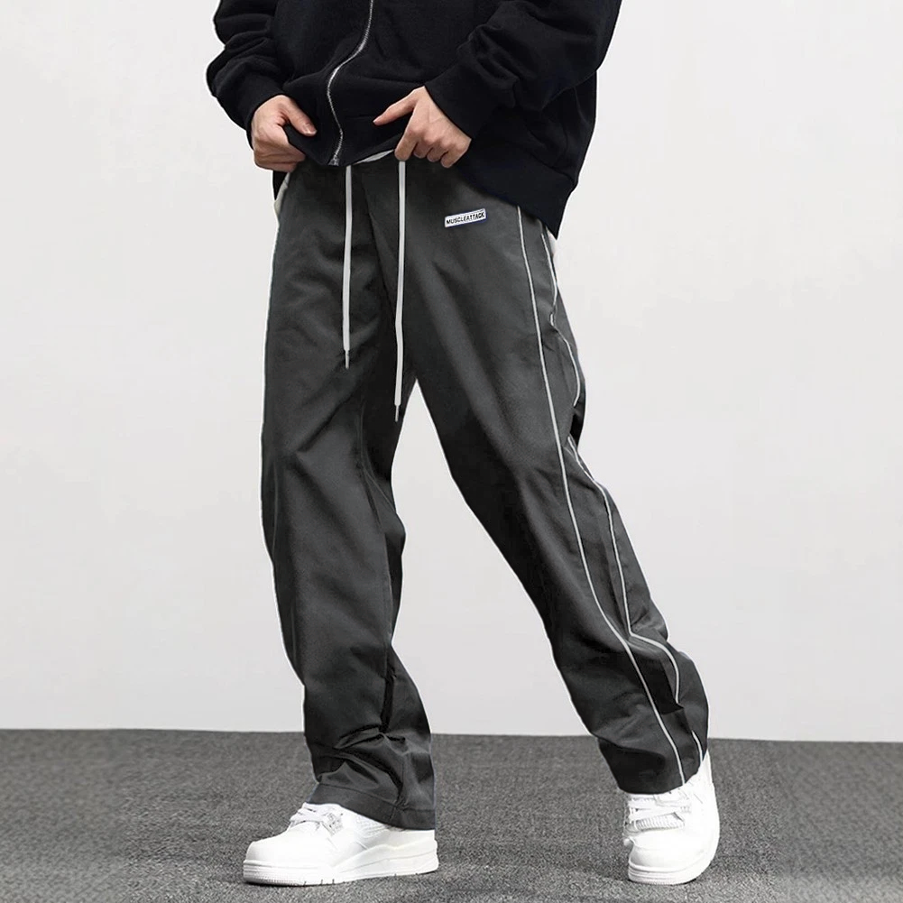 Solid Color Trousers with Drawstring for Men Suitable for Various Occasions