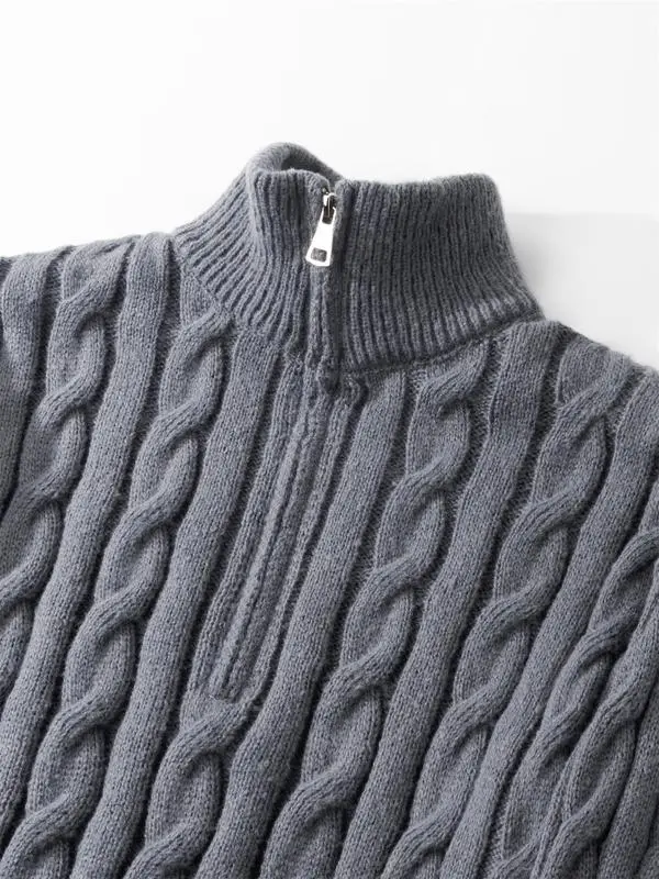 Men's Solid Color Quarter Zip Knit Sweater