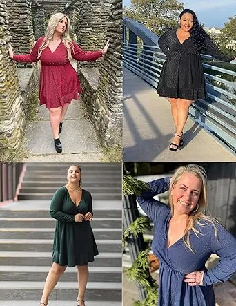 🔥Last Day 95% OFF🔥Women's V-Neck Glitter Swing Cocktail Dress