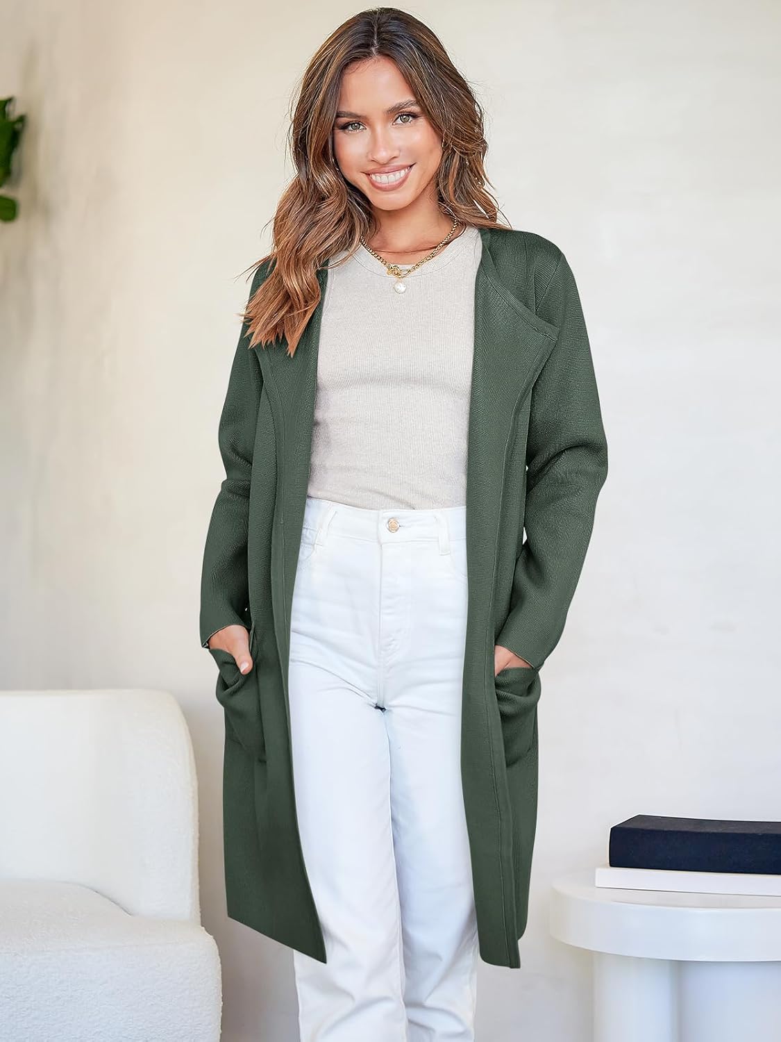 Women's Open Front Knit Lightweight Cardigan Casual Long Coatigan Sweater Lady Jacket Coat 2024 Fall Outerwear