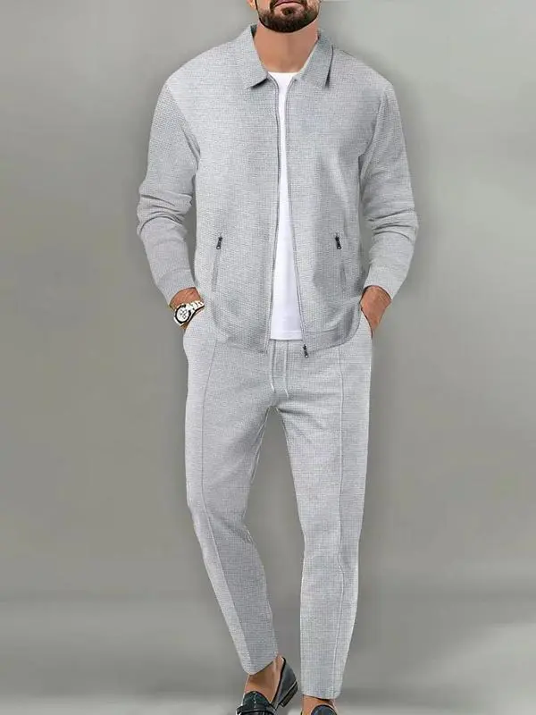 Men’s Athletic Tracksuit Set:Zip Hoodie & Jogger Pants