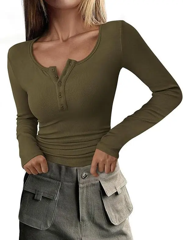 Women's Long Sleeve Henley Shirt