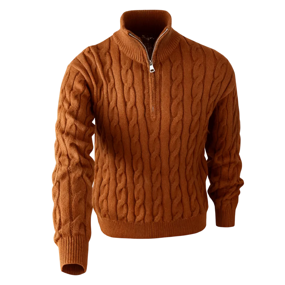Men's Solid Color Quarter Zip Knit Sweater