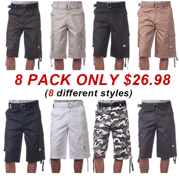 Men's Cotton Twill Cargo Shorts with Belt