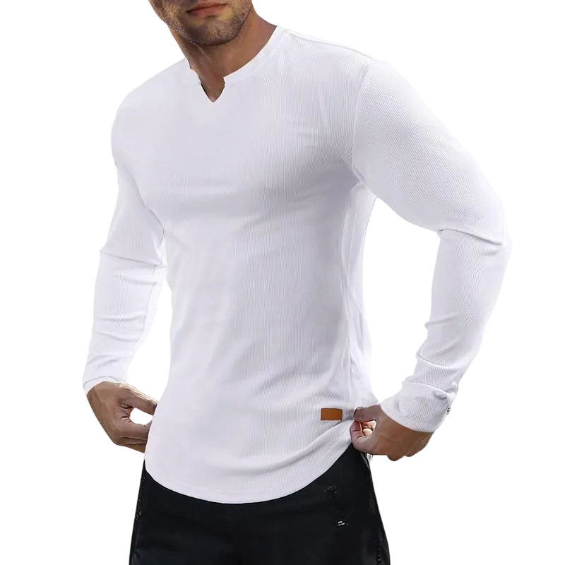 Men's V-Neck Long Sleeve Muscle Shirt