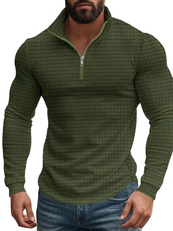 Men's Regular Fit Plain Half Zip Up Sweatshirt