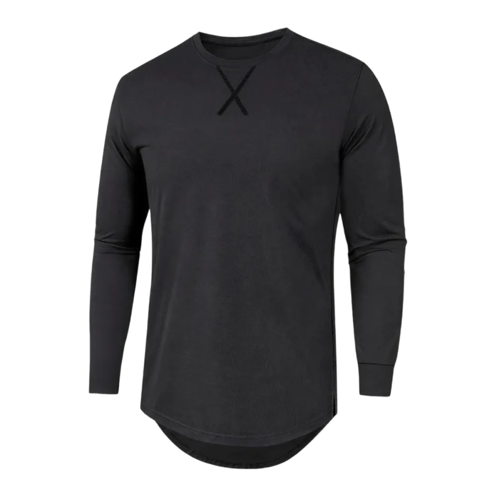 Mens Cotton Short-Sleeve Longline Drop Cut Tee