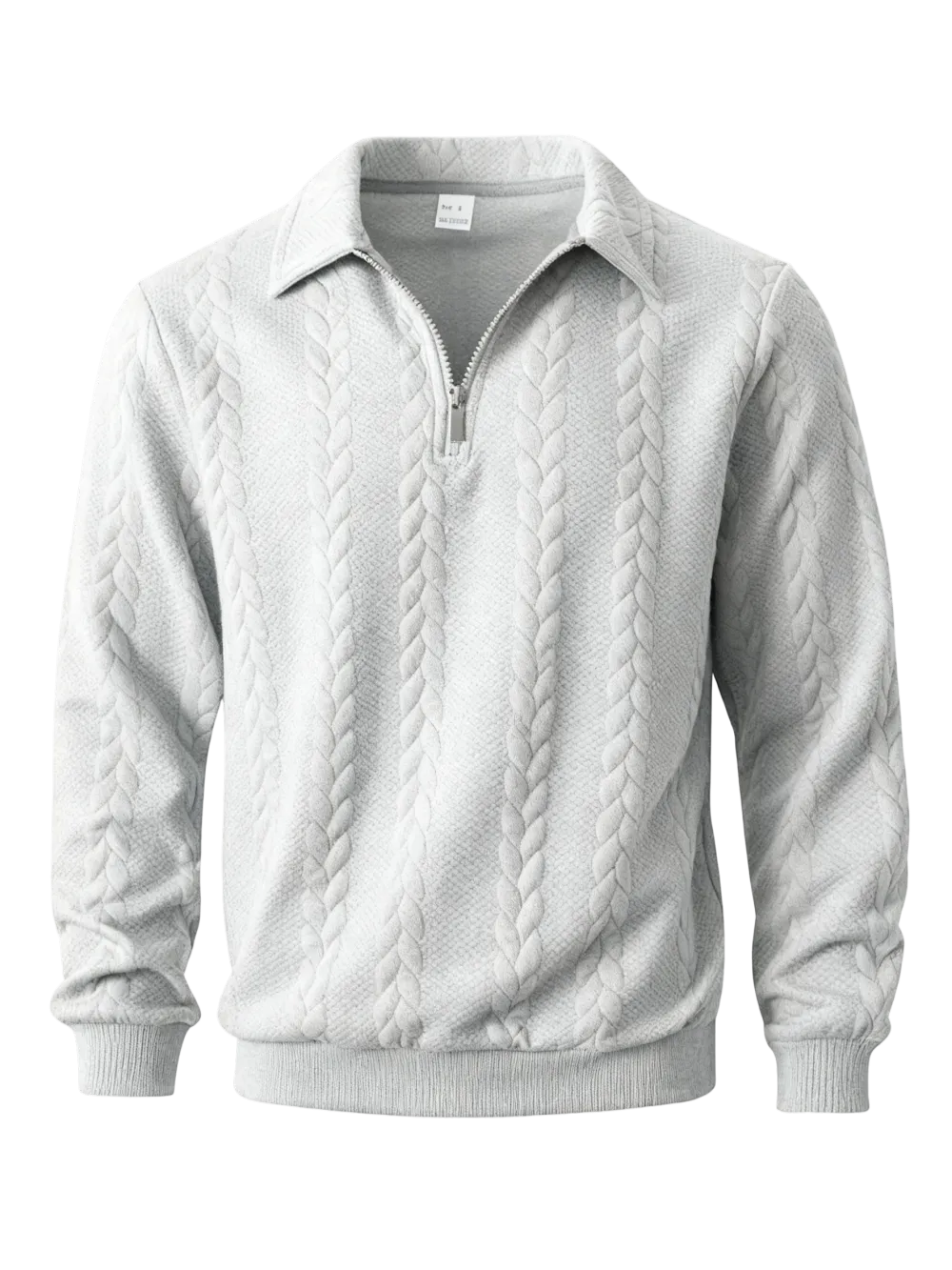 Men's Cable-Knit Polo Collar Half-Zip Sweater