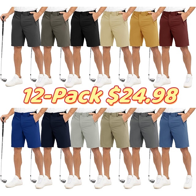 Men's Golf Work Shorts Stretch Waistband Dry Fit