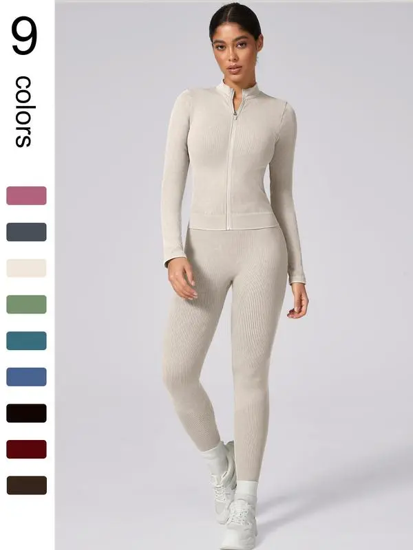 Women's Activewear Tracksuit: Zip Hoodie & High-Waist Leggings