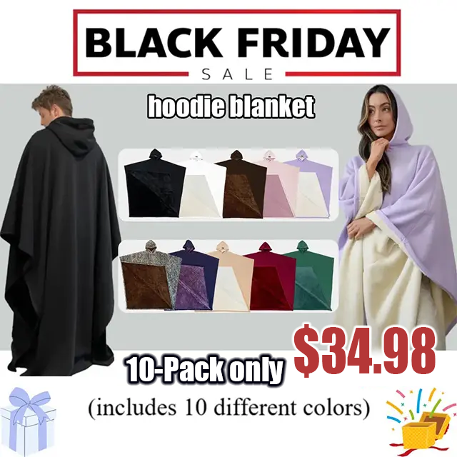 🎉Black Friday Sale - Solid Color sided Fleece Hoodie Blanket