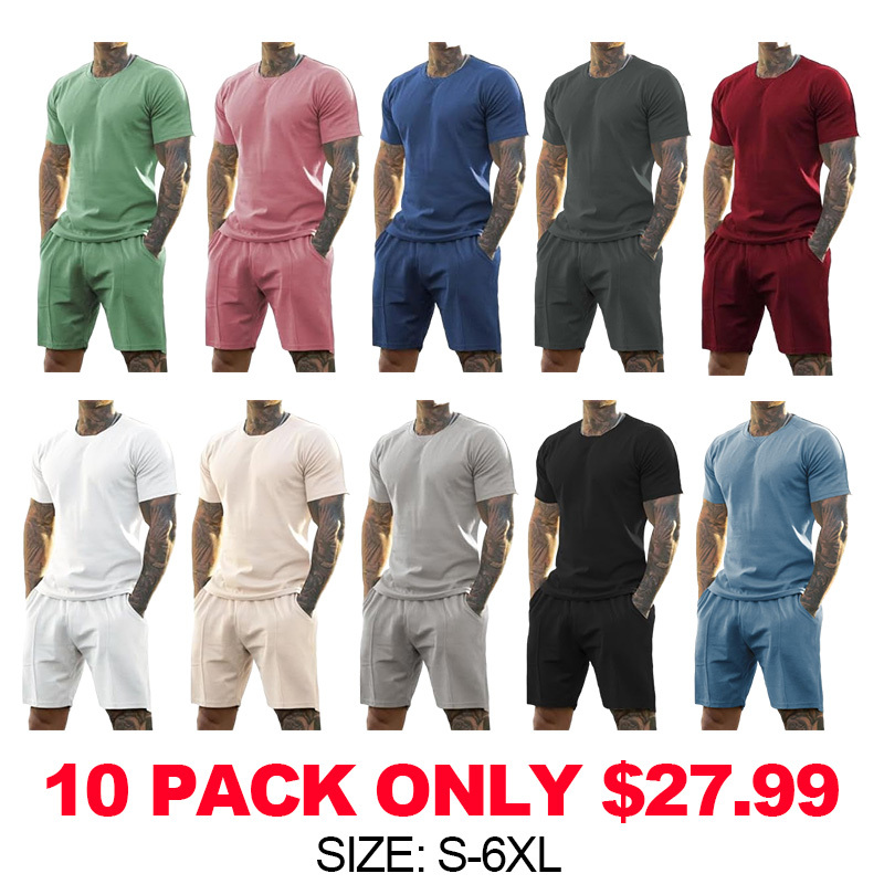 8 Pack-Mens Short Sets 2 Piece Outfits Fashion Summer Tracksuits Casual Set
