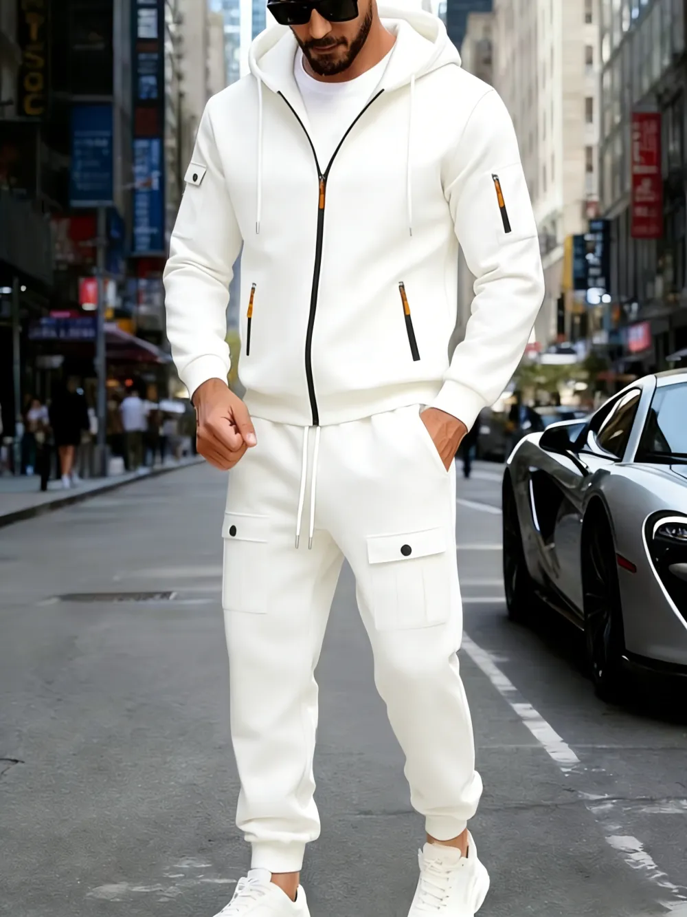 🔥Clearance sale!Men's Winter Fleece-Lined loose Casual Workwear Outfit with Multi-Pocket Jacket & Pants