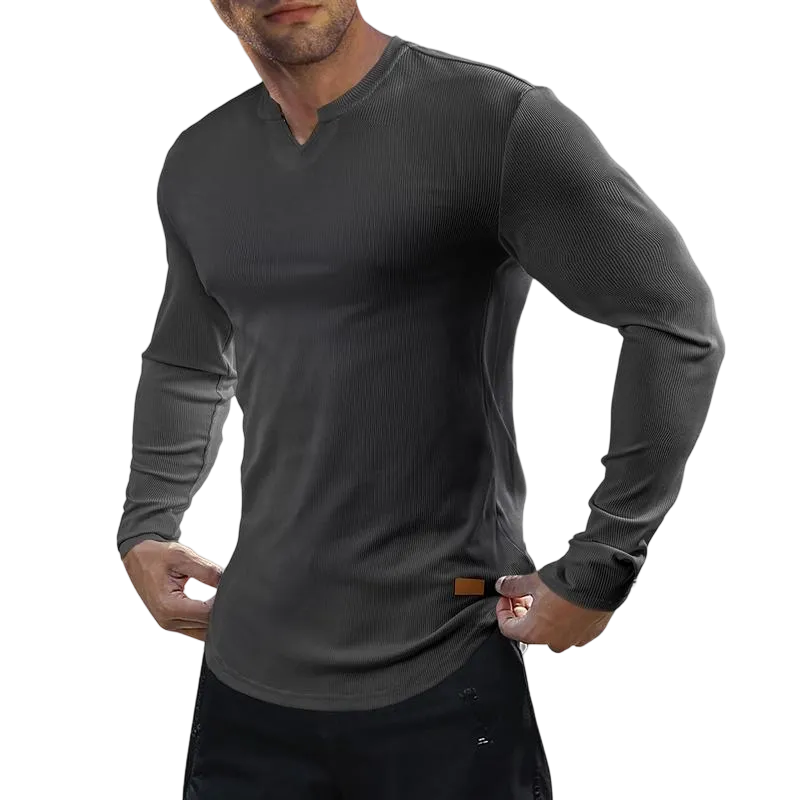 Men's V-Neck Long Sleeve Muscle Shirt