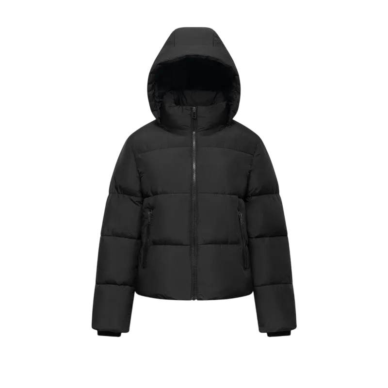 Women's Quilted Puffer Jacket with Removable Hood