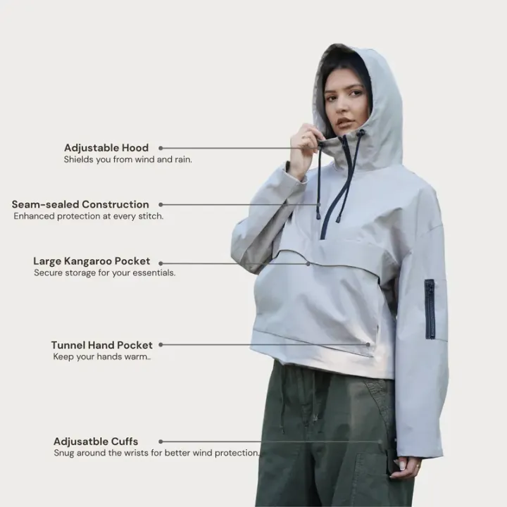 Women's Waterproof Fall Half-Zip Oversized Hoodie Jacket