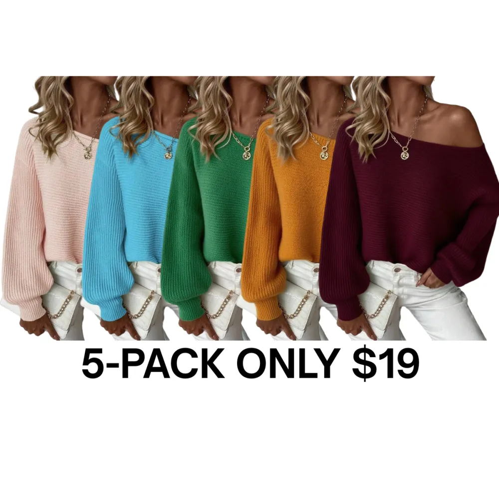 Women's Off-Shoulder Boat Neck Pullover Sweater