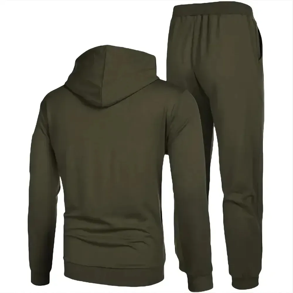 Clearance sale!Men’s Winter Fleece-Lined Set – Casual 2-Piece Hooded Running Sport Suit Sets-Pocket Jacket & Pants