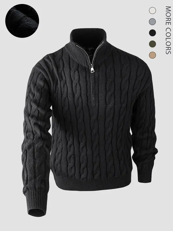 Men's Solid Color Quarter Zip Knit Sweater