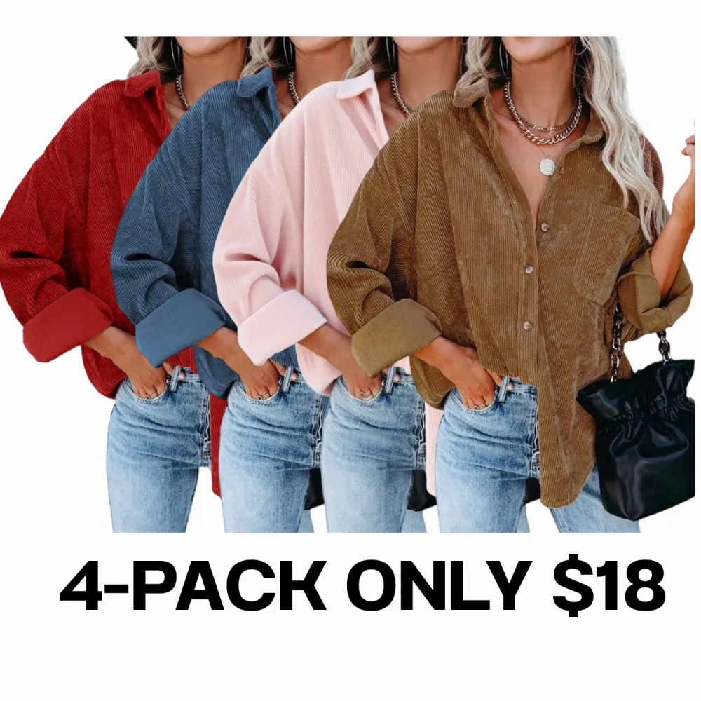 Women‘s Button Down Corduroy Shirt Jacket