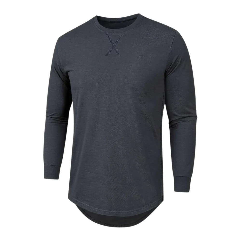 Mens Cotton Short-Sleeve Longline Drop Cut Tee