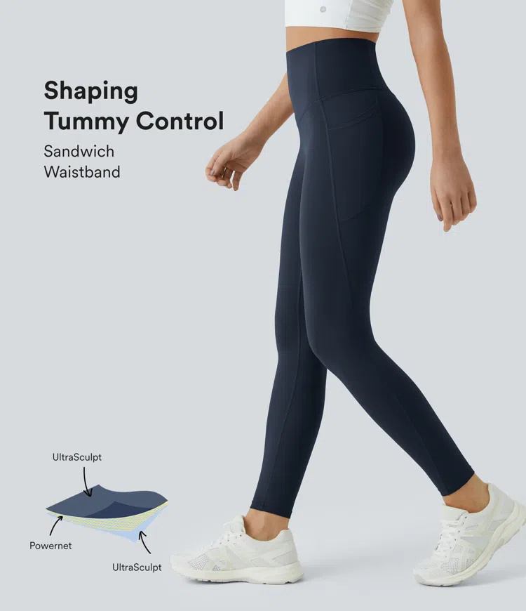 🔥Last Day Promotion! High Waisted Tummy Control Side Pocket Shaping Training Leggings