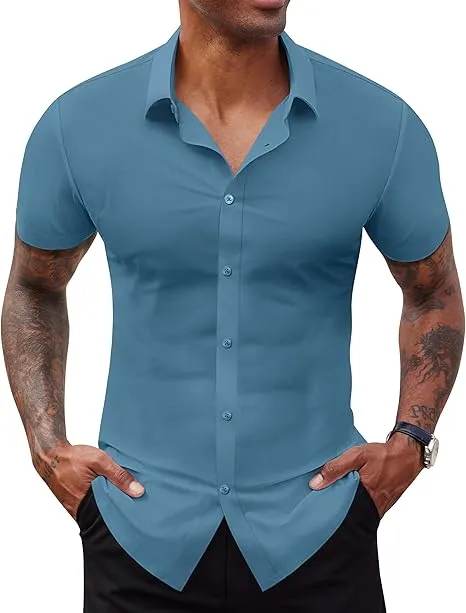 Men’s Short Sleeve Stretch Dress Shirt
