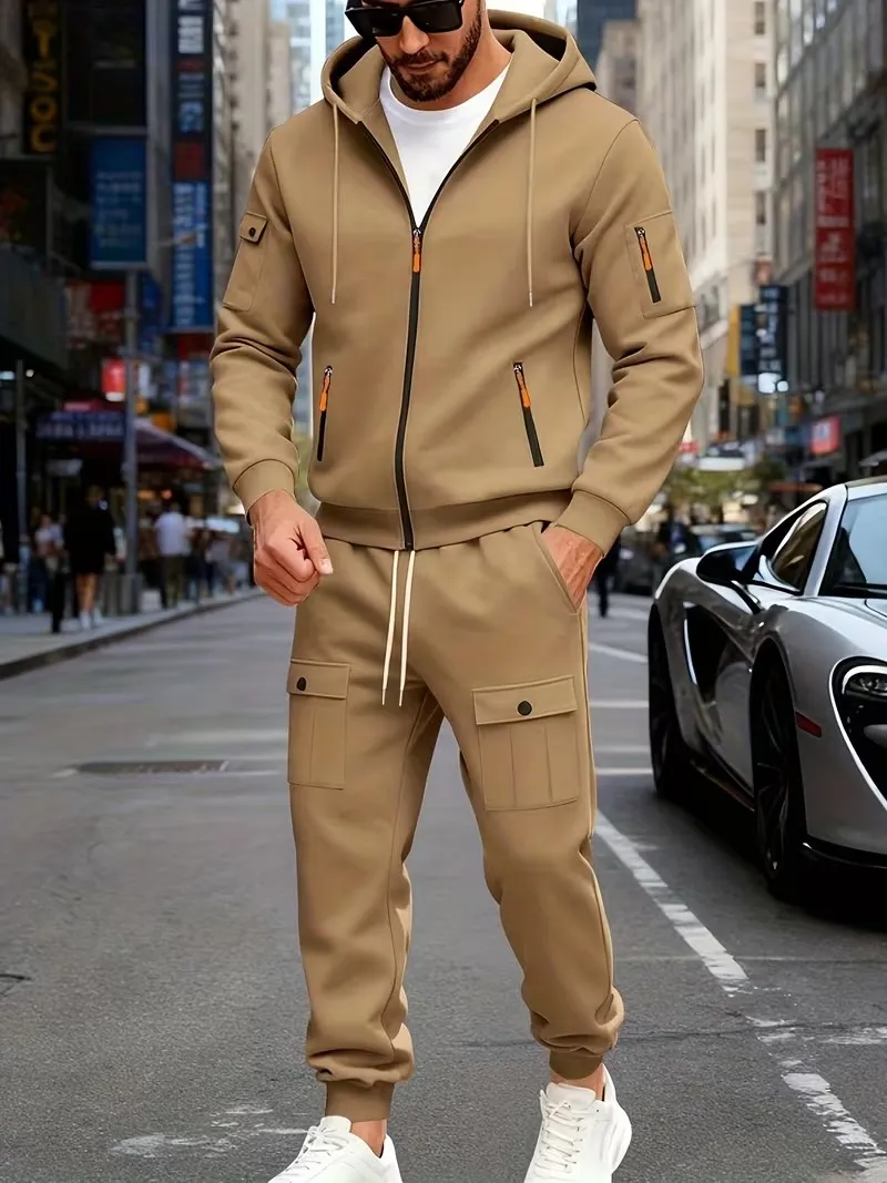 🔥Clearance sale!Men's Winter Fleece-Lined loose Casual Workwear Outfit with Multi-Pocket Jacket & Pants