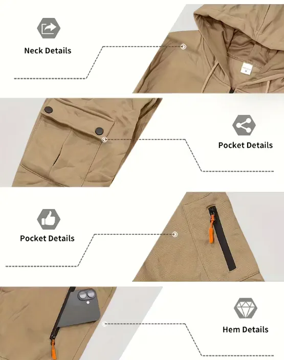 🔥Clearance sale!Men's Winter Fleece-Lined loose Casual Workwear Outfit with Multi-Pocket Jacket & Pants