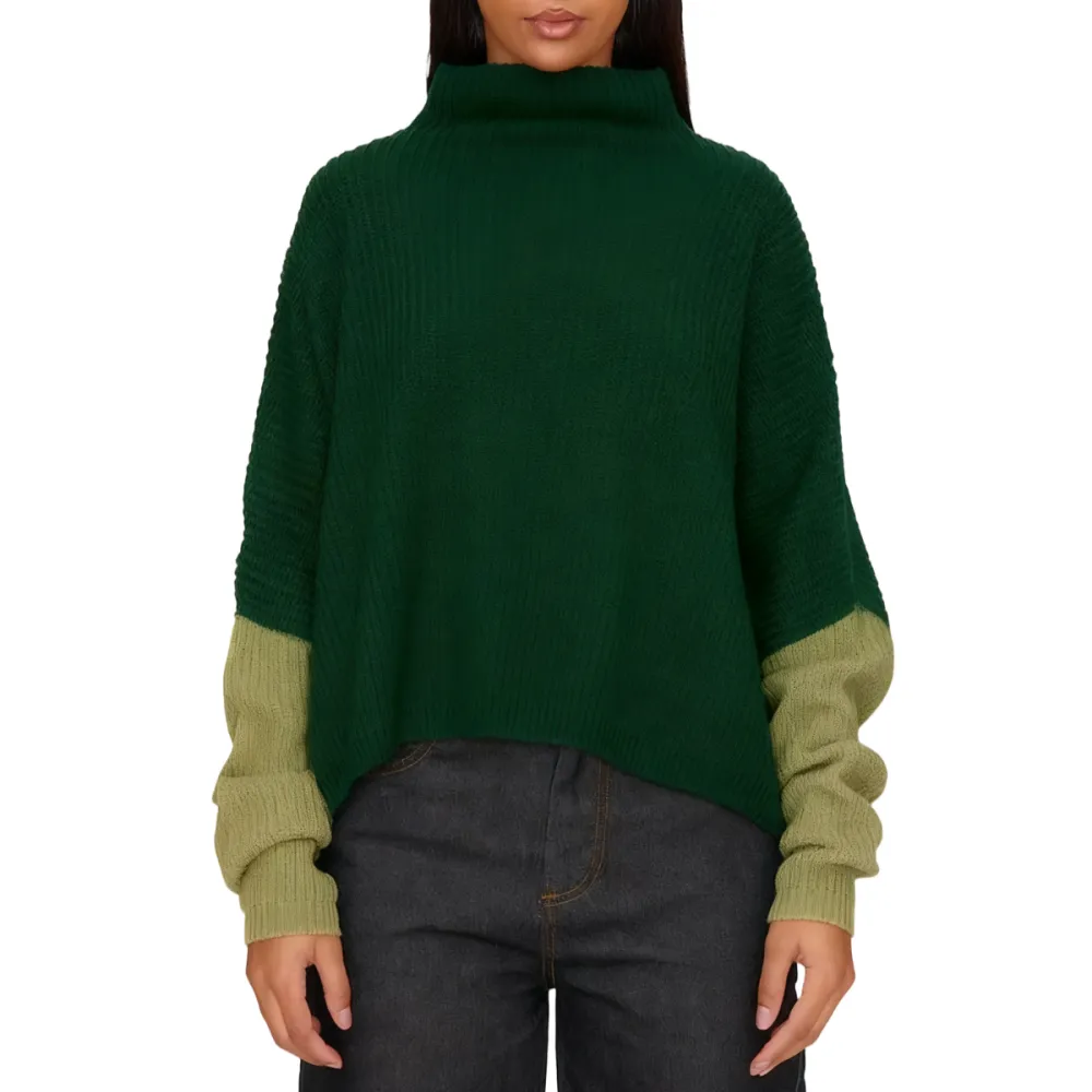 Women's Oversized Color Block Knit Sweater