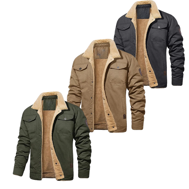 Limited Stock ! Men's  Jacket Sherpa Lined Jacket Warm Trucker Coat Multi Pocket Casual Collared Menswear Tops Cotton Fleece Long Sleeve FallFreshness