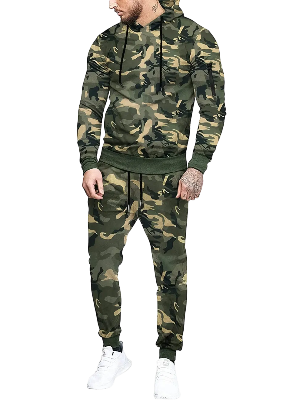 Clearance sale!Men’s Winter Fleece-Lined Set – Casual 2-Piece Hooded Running Sport Suit Sets-Pocket Jacket & Pants