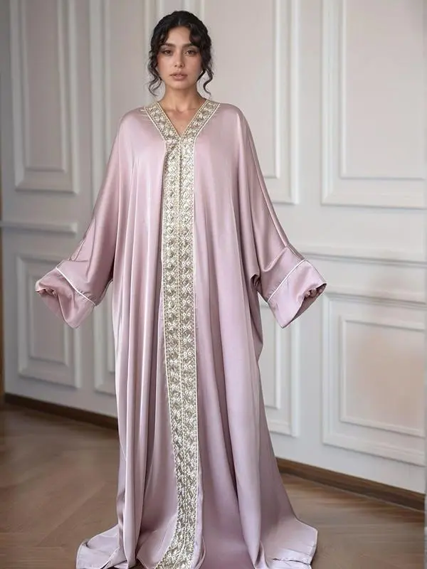 Women's Contrast Sequin Batwing Kaftan Dress