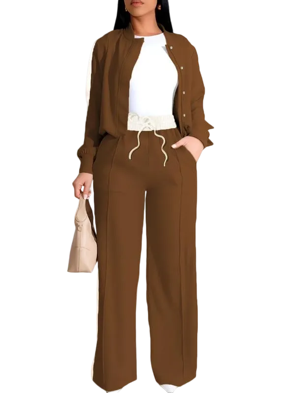 🔥Last Day Promotion🔥Women's Patchwork Top & Wide Leg Pants Set