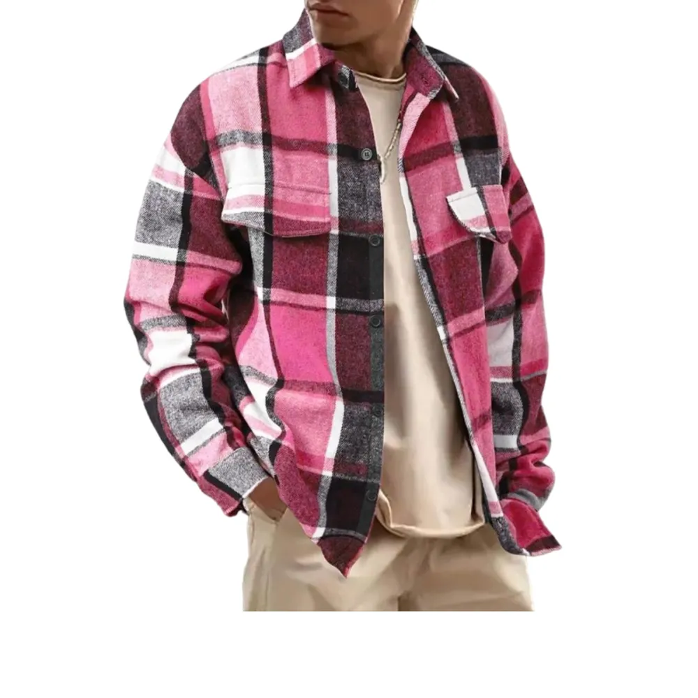 Men's Casual Loose-Fit Plaid Shirt