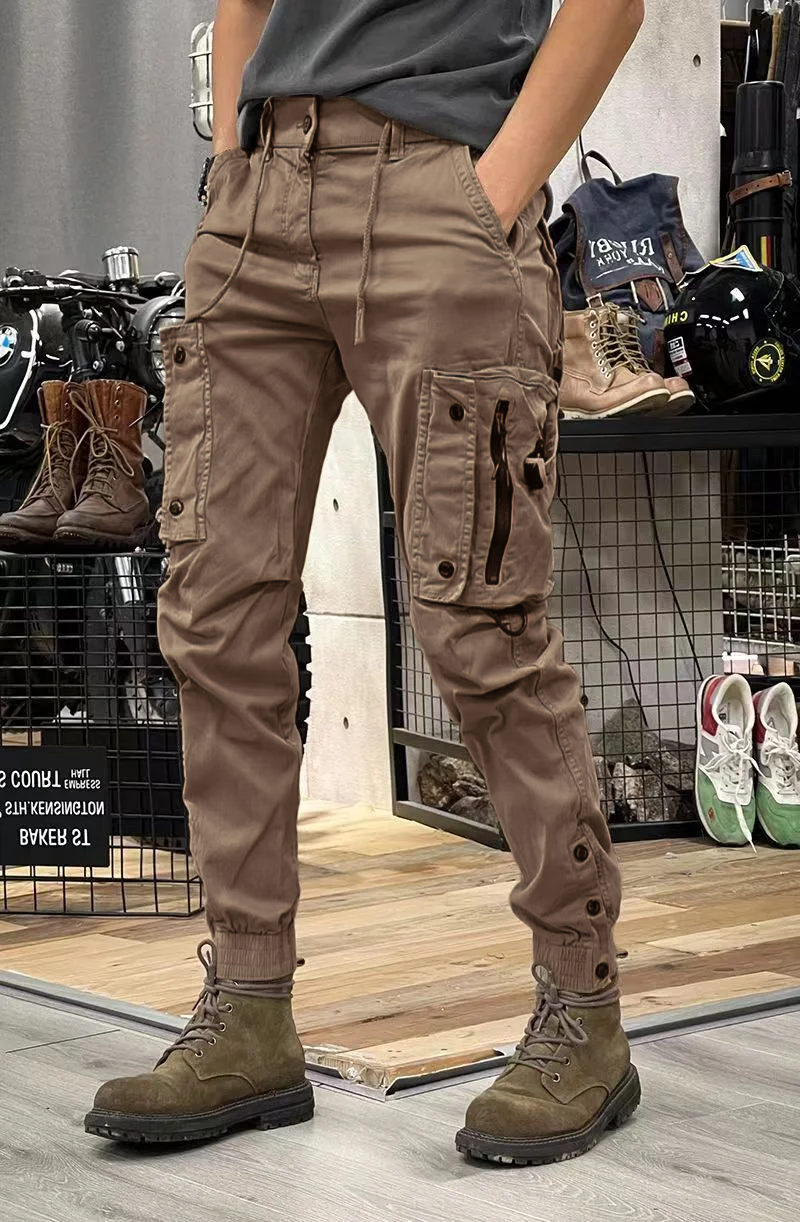 Men's Baggy Skinny Cargo Pants With Multiple Pockets Men's Casual Cargo Pants Elastic Waist Drawstring Joggers Pants Tapered Sweatpants for Men Multi Pockets