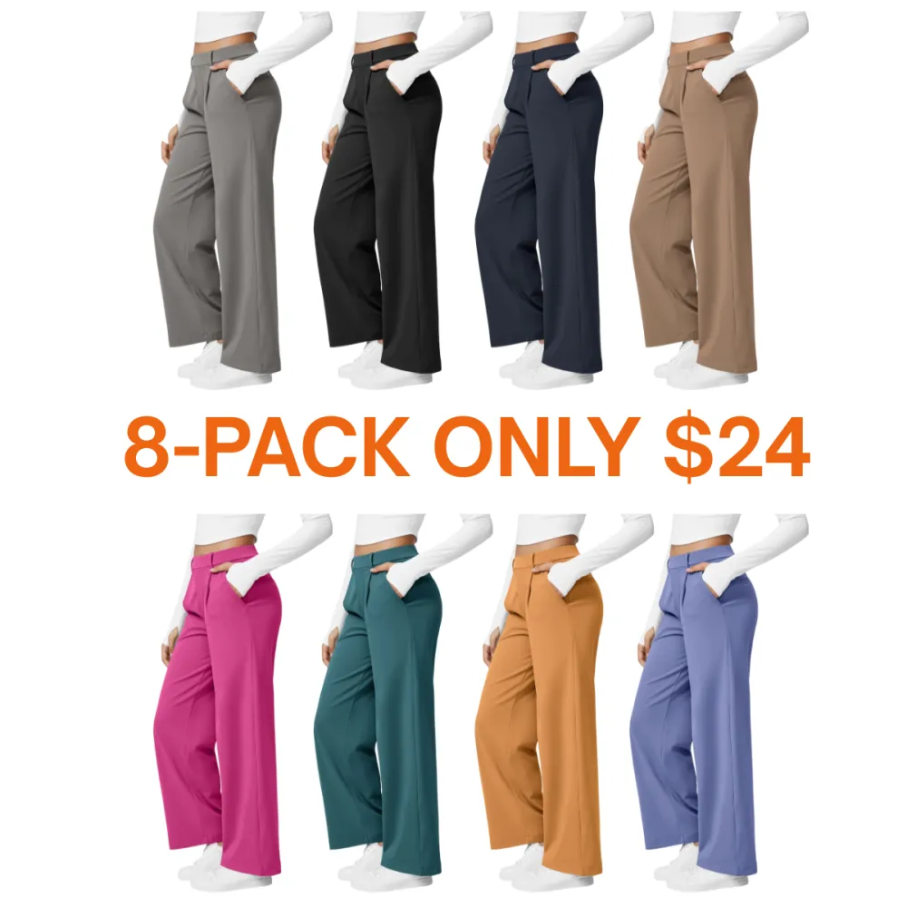 Women’s High-Waisted Pleated Side Pocket Straight Leg Pants