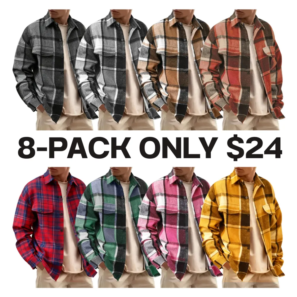 Men's Casual Loose-Fit Plaid Shirt