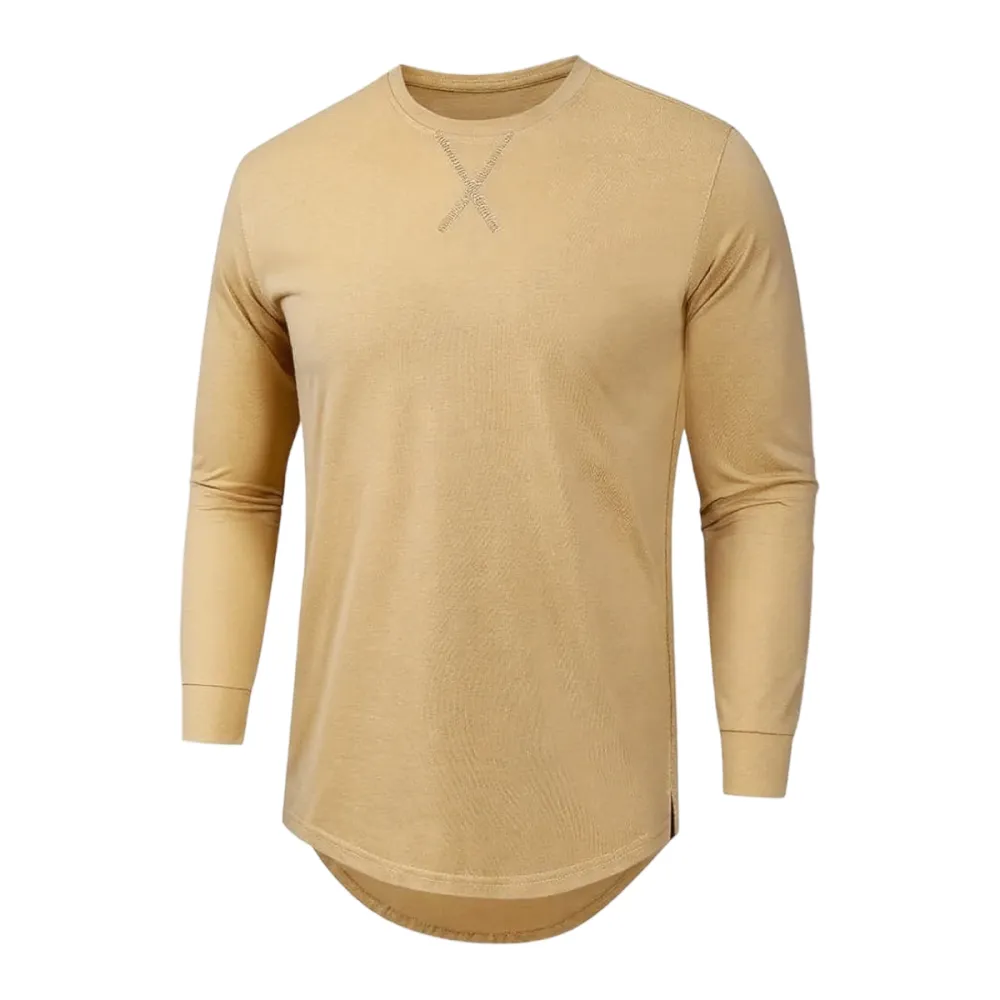 Mens Cotton Short-Sleeve Longline Drop Cut Tee