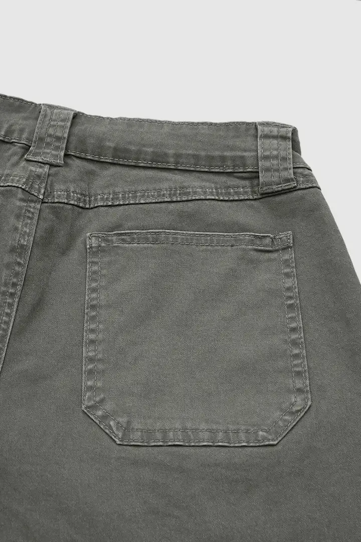 🔥Last Day Sale🔥Solid Stitch Detail Mid Waist Bermuda Shorts