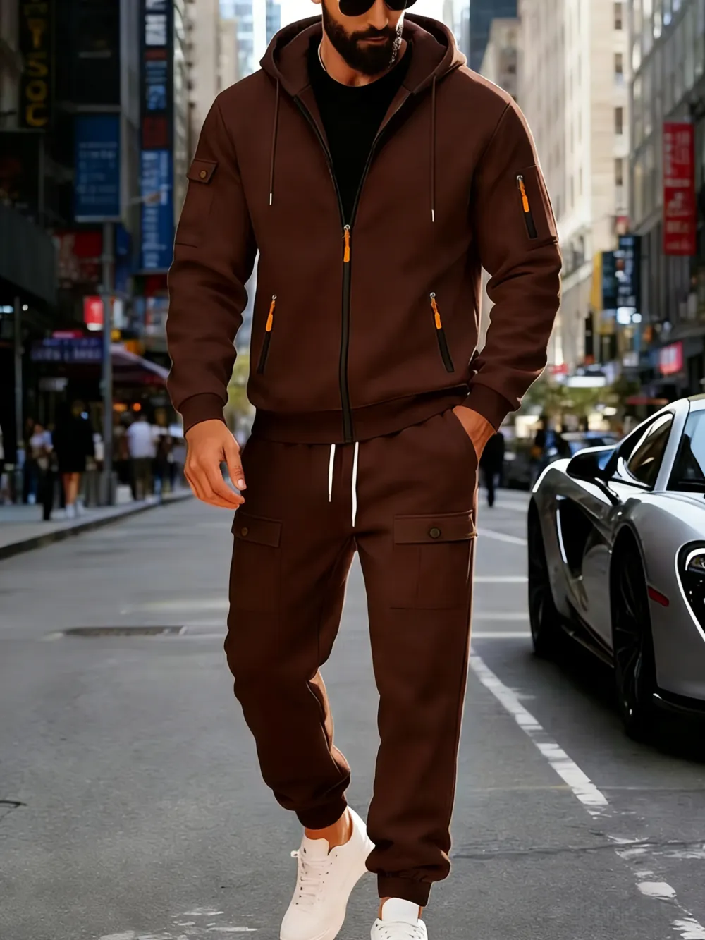 🔥Clearance sale!Men's Winter Fleece-Lined loose Casual Workwear Outfit with Multi-Pocket Jacket & Pants