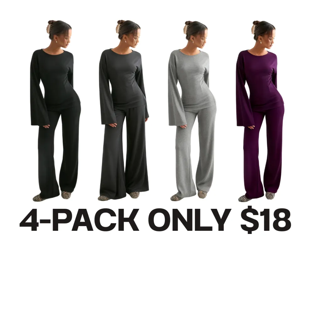 🔥 Best Price Today Only🔥Women's Long Flare Sleeve & Wide-Leg Pants Set– Grab Yours Now! ⏰💖