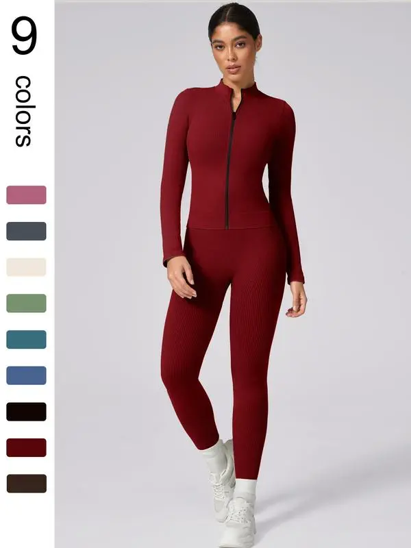 Women's Activewear Tracksuit: Zip Hoodie & High-Waist Leggings