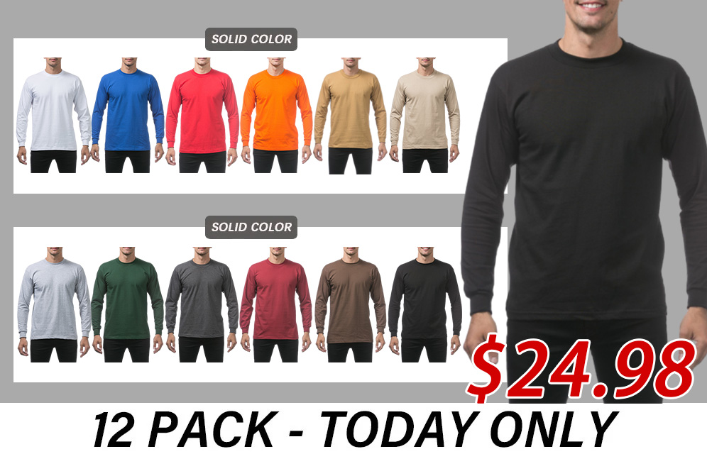 Men's Heavyweight Cotton Long Sleeve Crew Neck T-Shirt