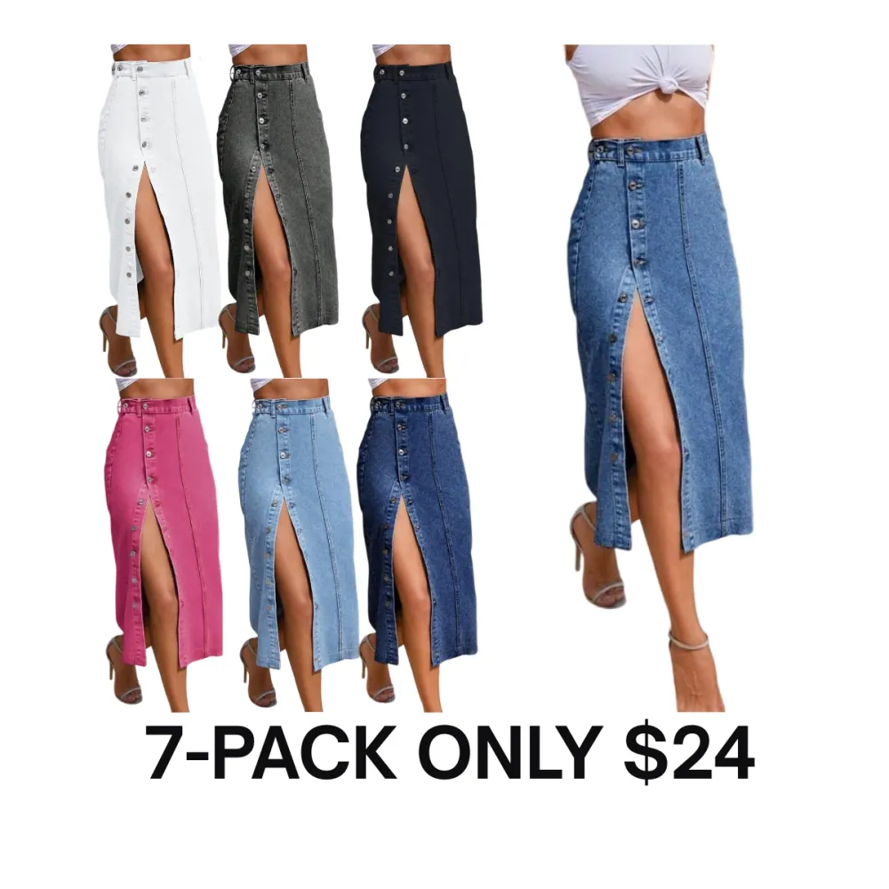 Women's Button-Front Denim Skirt
