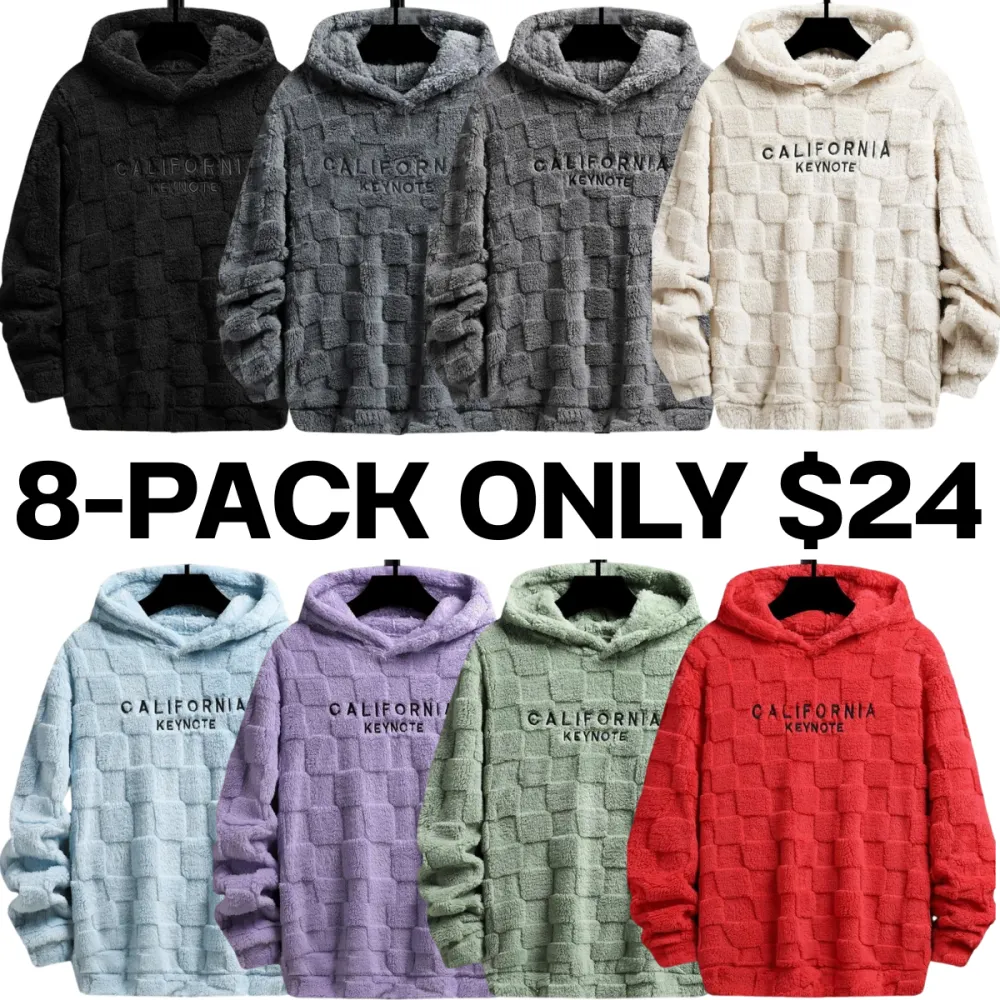 Men's Letter Embroidery Fuzzy Hoodie