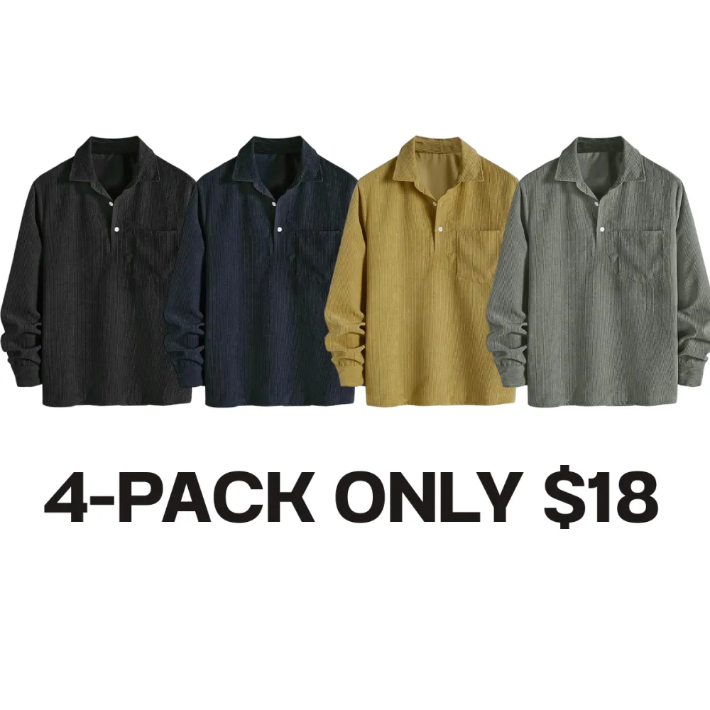 🔥 Best Price Today Only🔥Men's Plain Pocket Half Button Corduroy Shirt – Grab Yours Now! ⏰