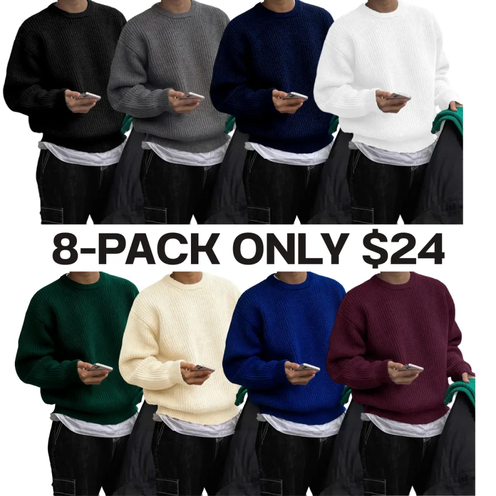 Men's Solid Drop Shoulder Cable Knit Sweater