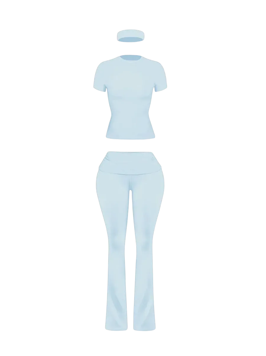 Women’s Soft Fold Over Set With Headband 3 Piece Set