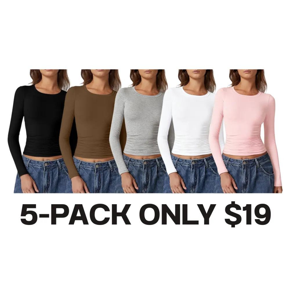 Women's Ruched Long Sleeve Crop Top